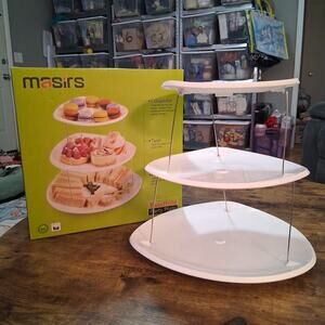 Masirs‎ Twistfold 3-Tier White Party Plate Collapsible Appetizer Serving Tray